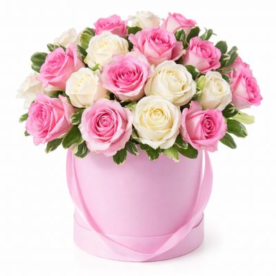 Шляпная коробка с розами «Чарующий стиль»