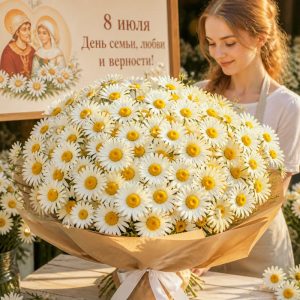 Букет с ромашками на День семьи в Хабаровске