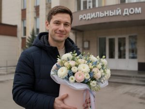 Цветы на выписку — гипоаллергенный букет жене после родов